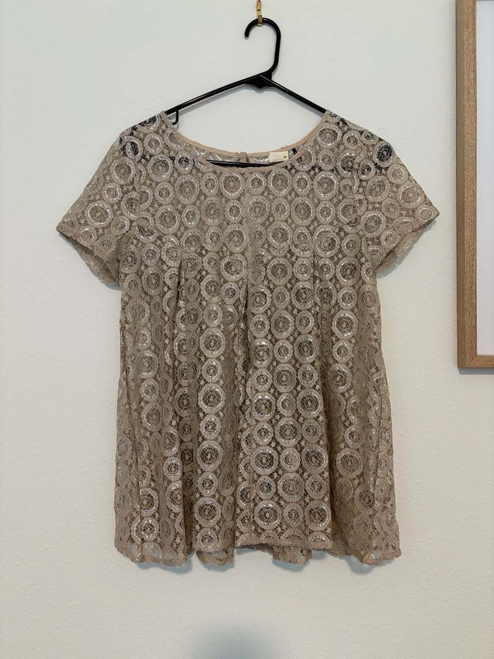 Anthropologie Akemi + Kin Lyra Champagne Silver Mettalic Lace ...,